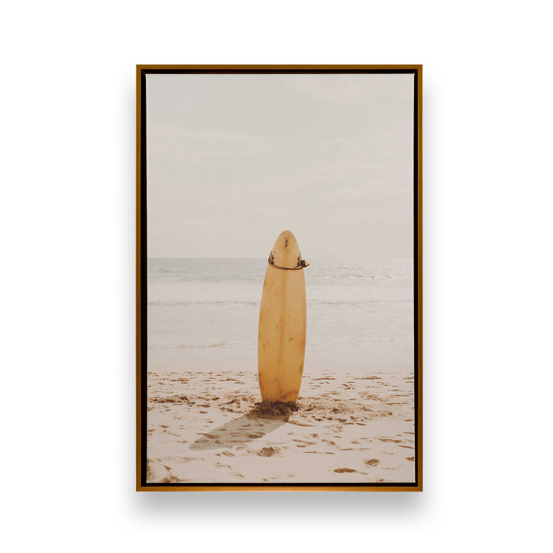 «Solitaire Surf», reproduction sur toile, H 36,75 po x l 24,75 po x P 1,75 po, Cadre flottant or poli