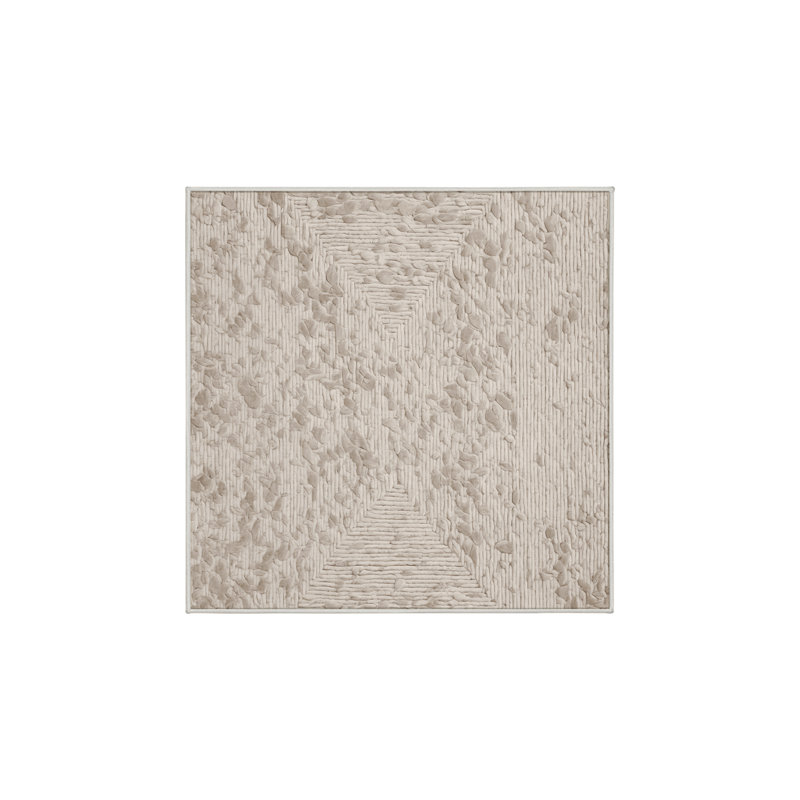 Machine Washable Beige Area Rug, Square 4'