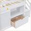 Lit mezzanine simple en bois de pin massif avec escalier, tiroir et amp; Tablette - blanc-1508623888