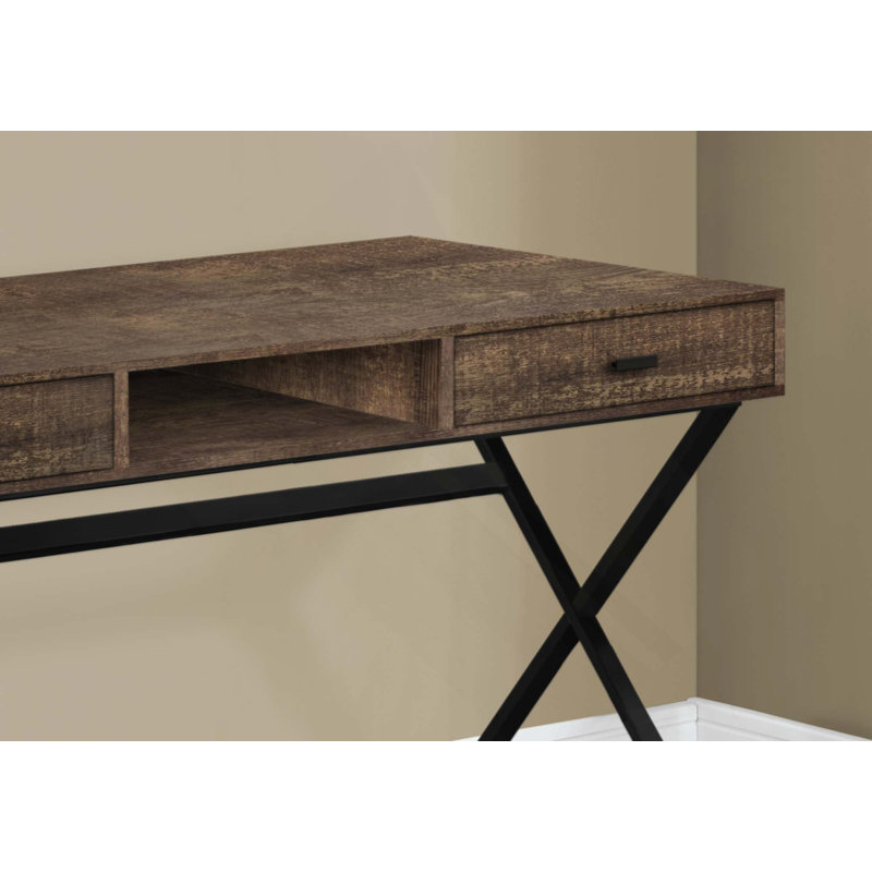 Bureau d'ordinateur, bureau personnel, ordinateur portable, tiroirs de rangement, travail, métal, contemporain, moderne, Brun