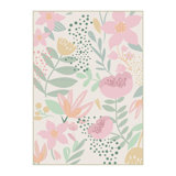 Cherry Machine Washable Floral Area Rug With Non-Slip Backing