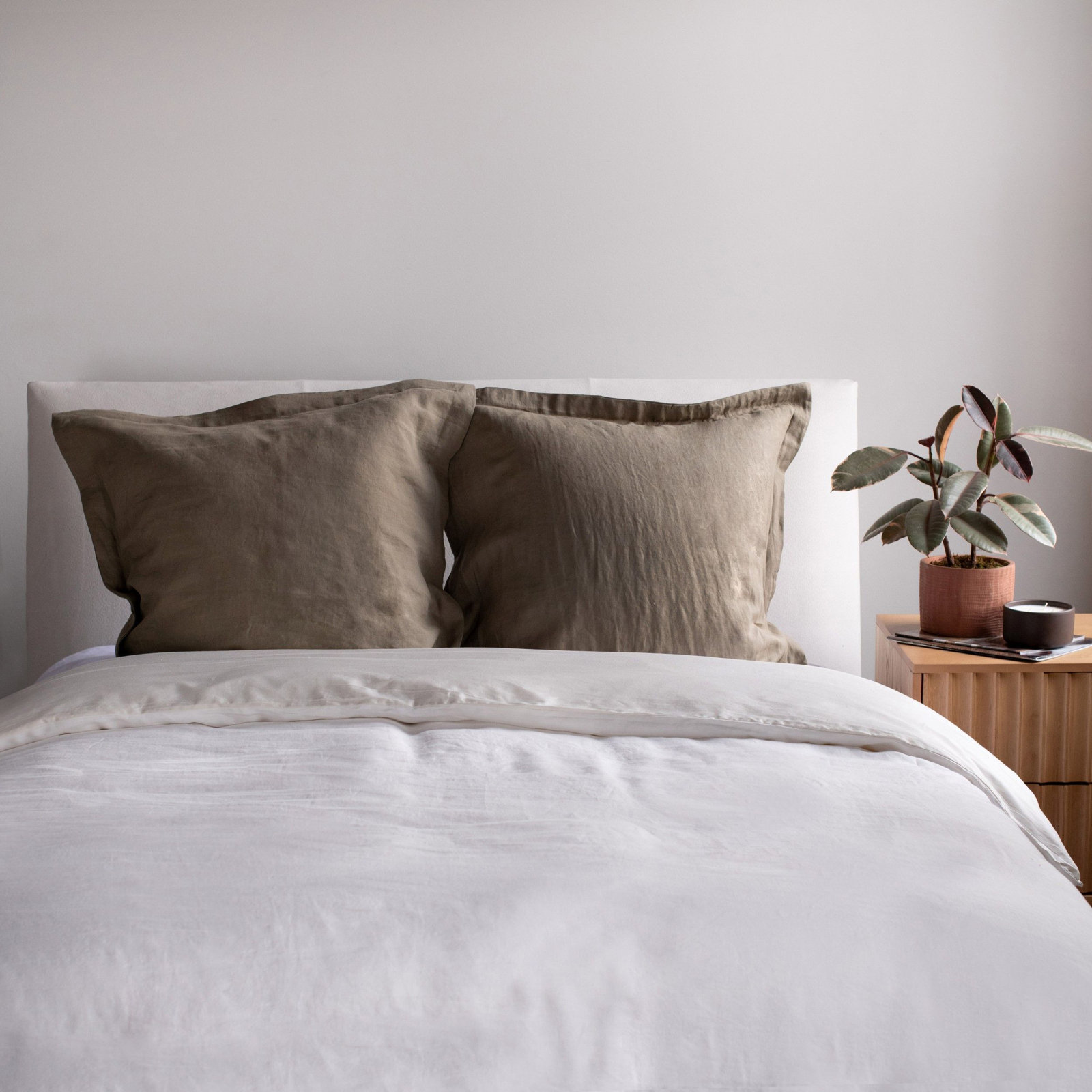 French Linen And Cotton Duvet Cover & Sham Set, Cream, King Duvet Cover + 2 King Pillow Shams