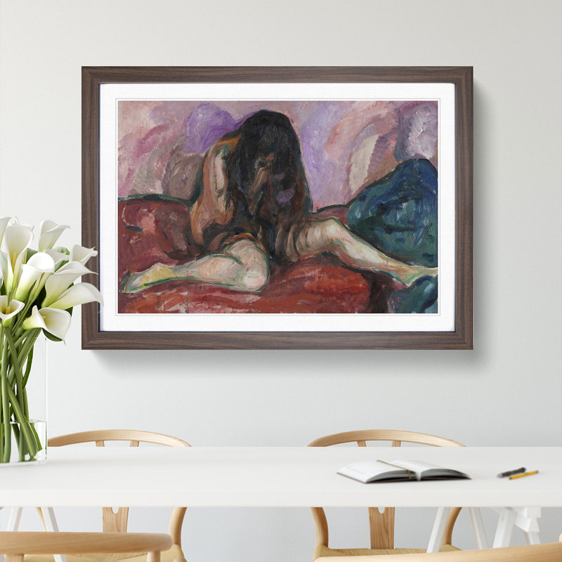Weeping Nude by Edvard Munch - Picture Frame Painting, Walnut, 36cm H x 48cm W x 2cm D