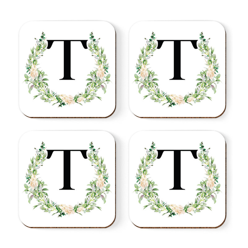 Verre à café sous-verre de jardin monogramme initiale B, T