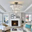 20" Large Crystal Chandelier 10 Light, Modern Luxury， Flush Mount Light Fixture-993808107