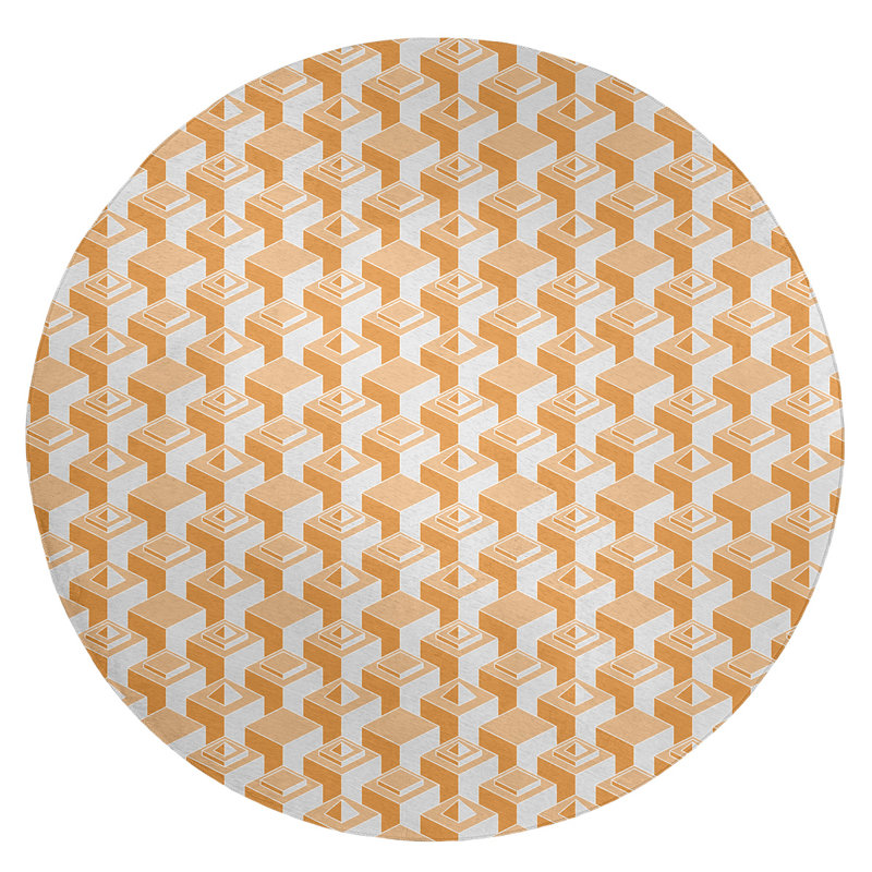 Chenille Geometric Indoor Rug, Round 5'