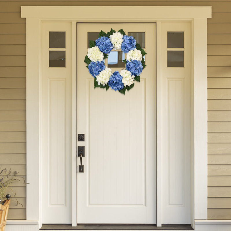 Couronne d'hortensia Athallia, Bleu/vert/blanc