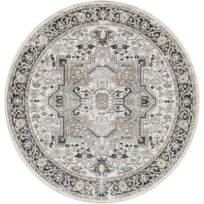 Haughton Machine Washable Oriental Black/Taupe Area Rug
