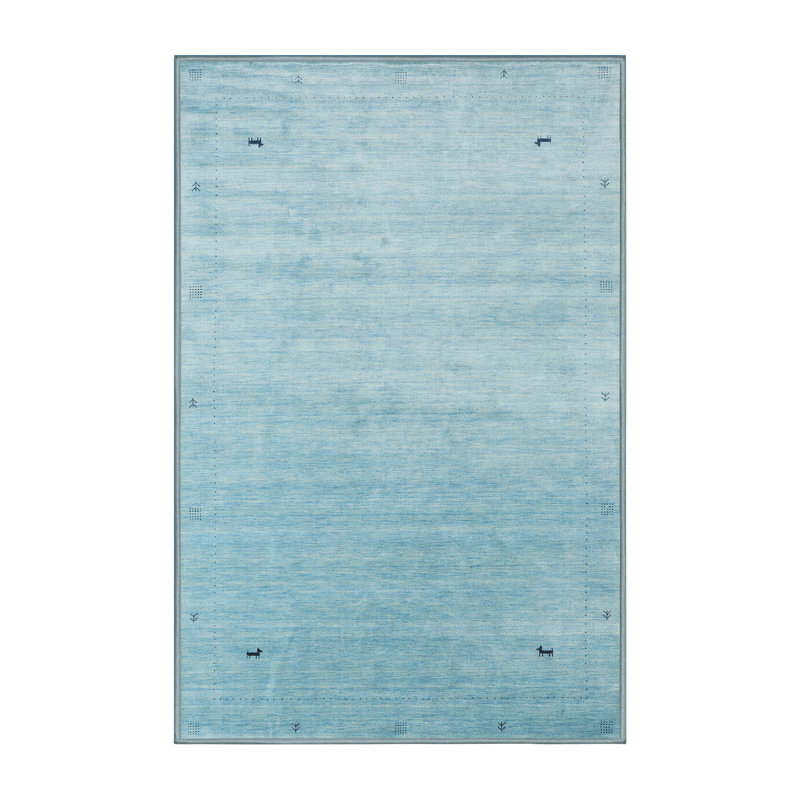 Tapis contemporain bleu, Rectangle 7 pi x 10 pi