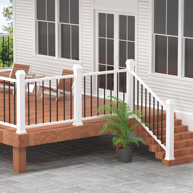 120 Pack 26" Aluminum Deck Balusters with Adjustable Baluster Connector, 3/4" Black Round Aluminum Balusters