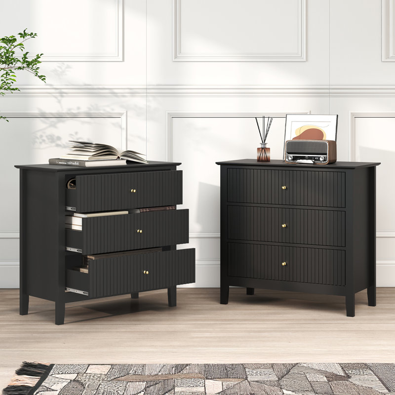 3 Drawer Dresser Set （set Of 2), Black