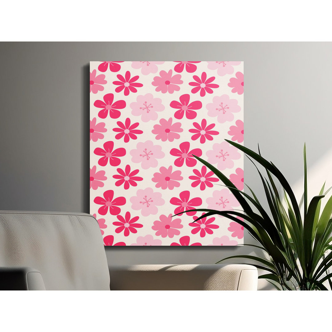 Pink Floral Canvas Wall Art, Flower Power Print, Gallery Wrapped, Modern decor, Ready to Hang, Floral Statement Piece, Archival Quality