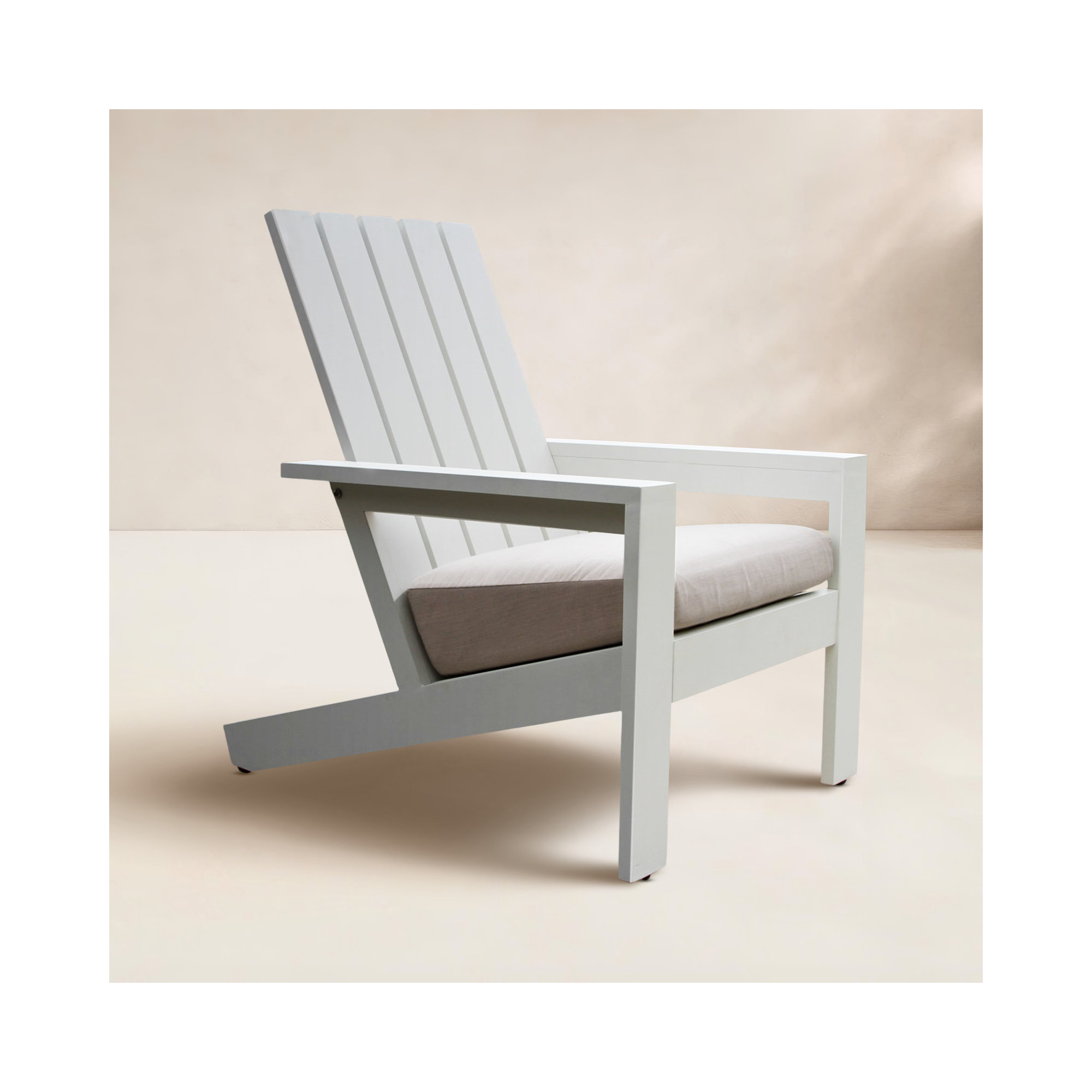 Rhys Aluminum Adirondack with Sunbrella Cushion, White