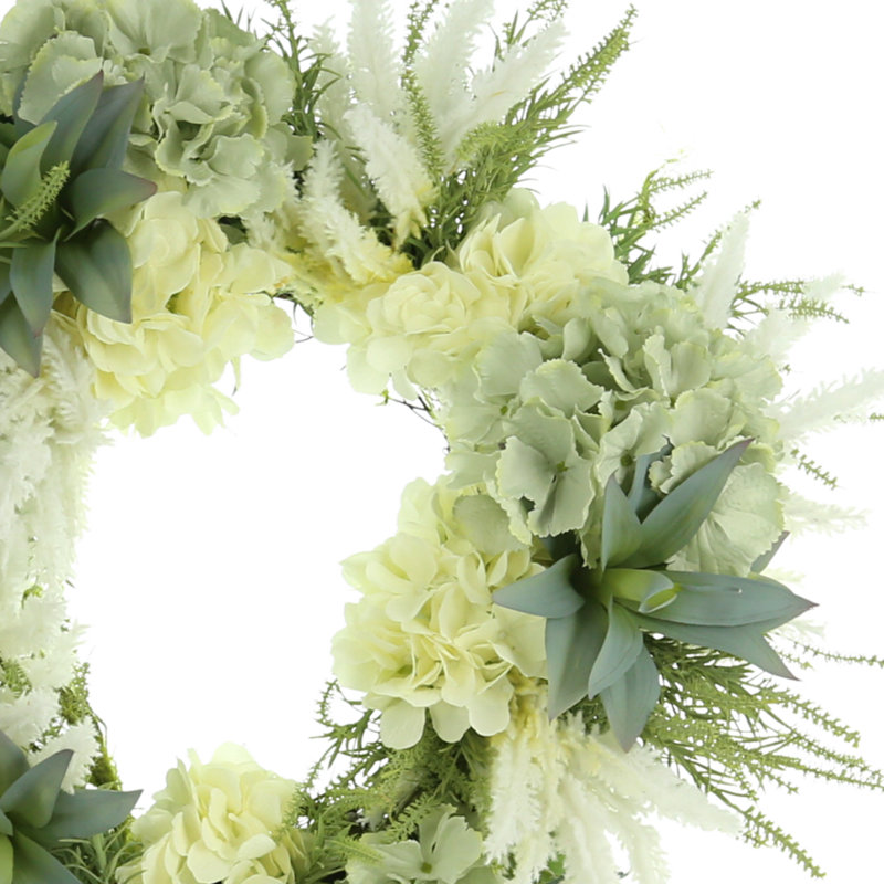 26" Hydrangeas, Pampas And Succulents Wreath