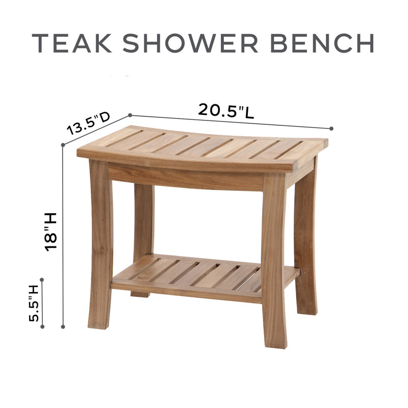 Banc de douche en teck l 20,5 po Beza