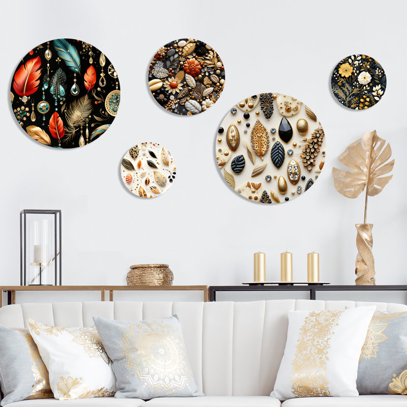 Conan - ensemble d'art mural floral bohémien rond de 5