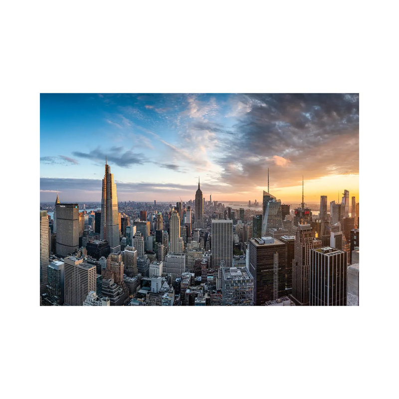 Dramatic Sunset Over The Manhattan Skyline, New York City, USA by Jan Becke - Print on Canvas, Wrapped Canvas