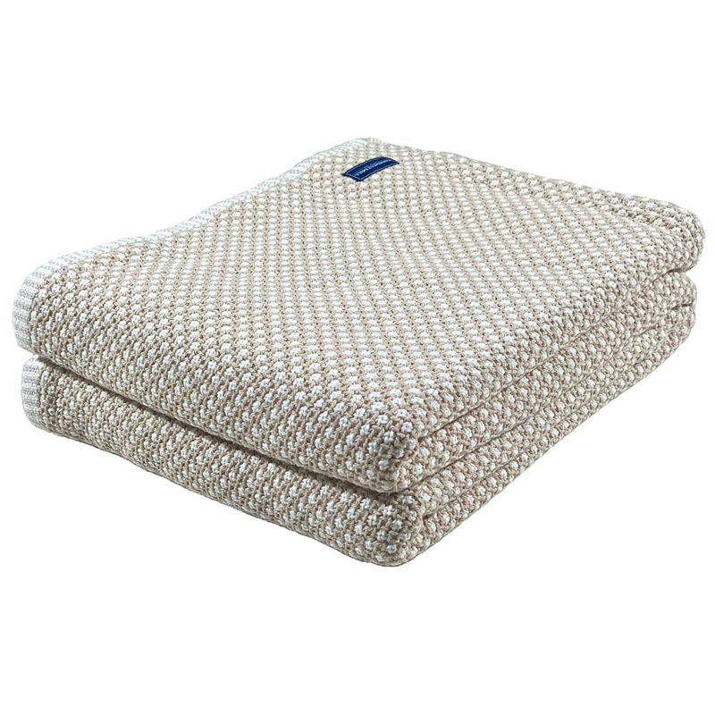 Couverture en coton Coastal Edgecomb, Brun clair, 80 po x 96 po