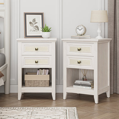 Rattan Deco Nightstand,Set of 2