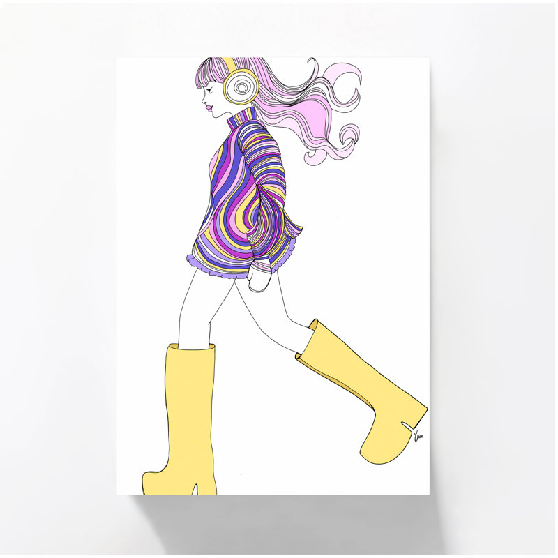 Affiche d'art sur les bottes jaunes