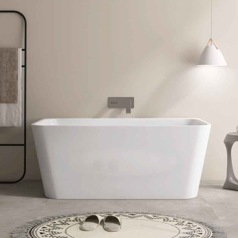55‘’ Freestanding Soaking Acrylic Bathtub