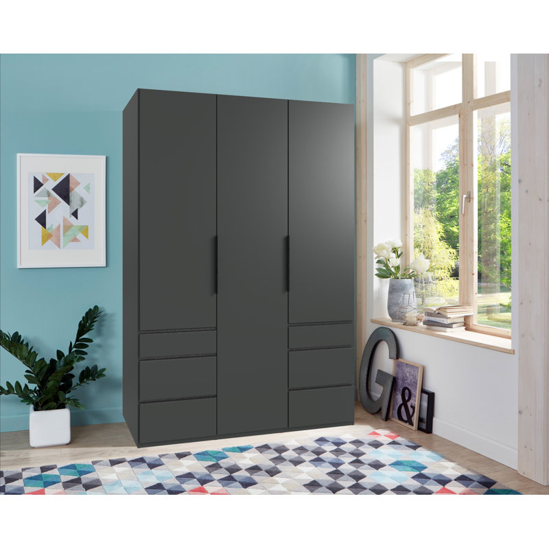 Guardino 3 Door Wardrobe, Graphite, 216cm H x 150cm W x 58cm D