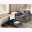Canapé simple avec repose-pieds de rangement, support de téléphone réglable, double chargeur, poches latérales et coussins d'accoudoirs-394339194