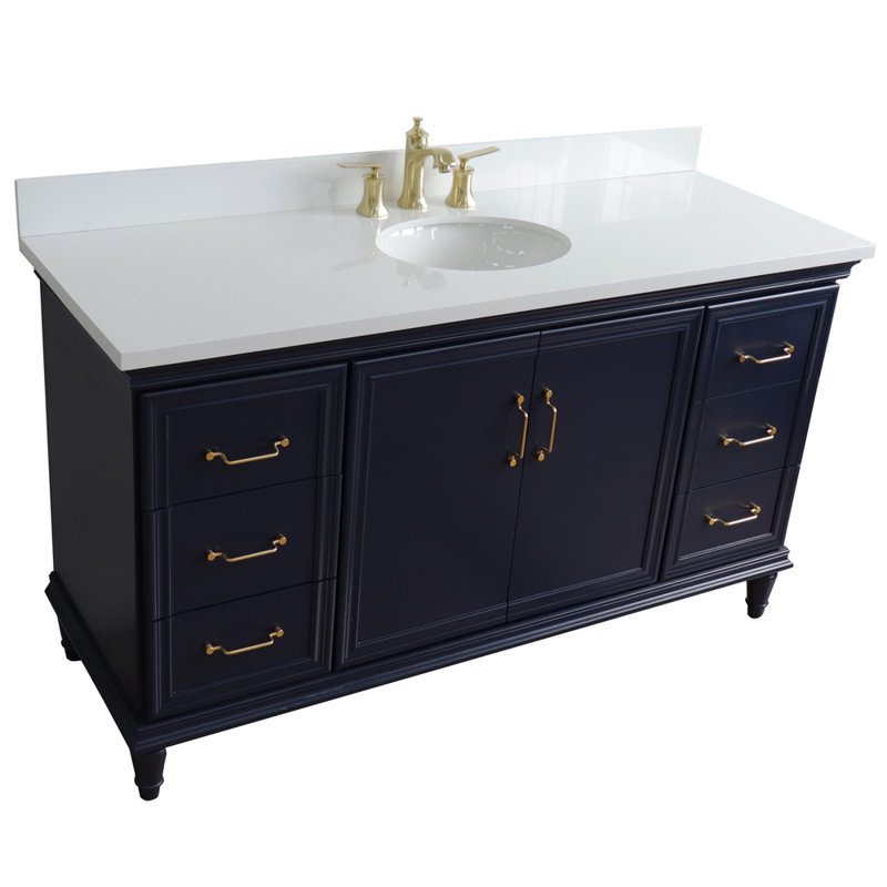 Meuble-lavabo simple de 61 po Batilde, Bleu