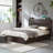 Walnut Wooden Bed with Headboard,USB Port,4 Storage Drawers-367448306