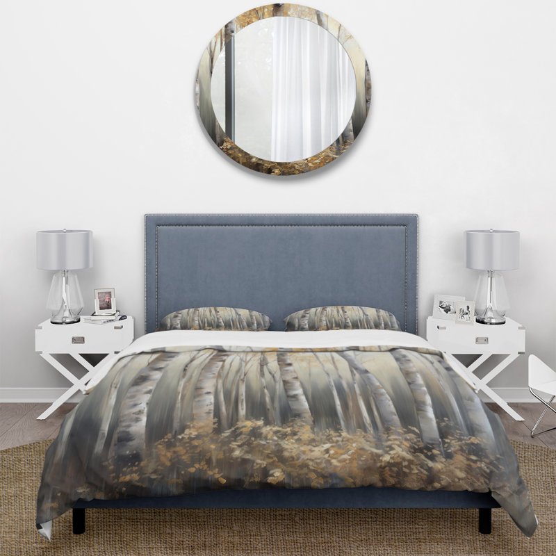 Twin Birch Tree Forest Microfiber Duvet Cover Set