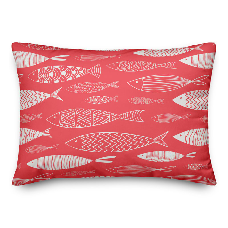  Coussin extérieur School of Fish, Polyester / Bourre en polyester, Corail vif
