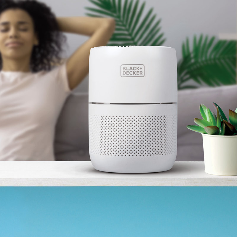 White Tabletop HEPA Air Purifier with Odor Absorbing Filter