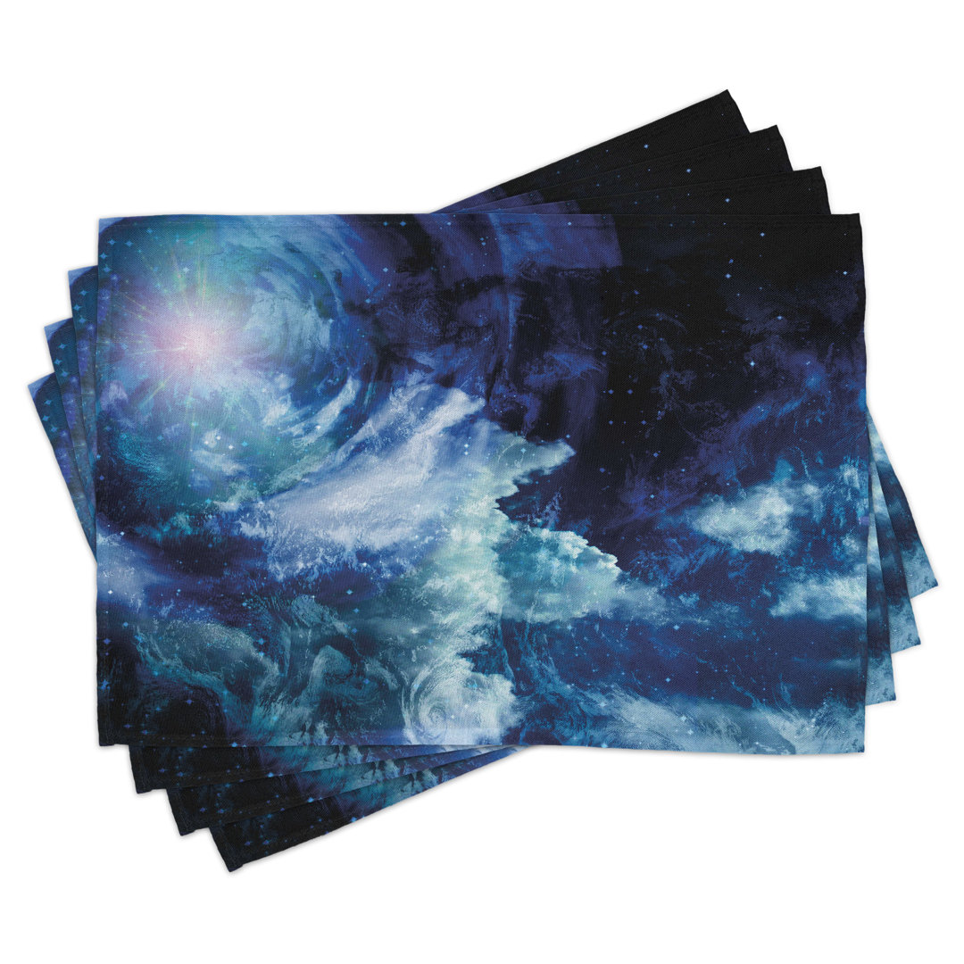 Platzdeckchen 4er Set, Universum Spirale Galaxie, Dunkelblau