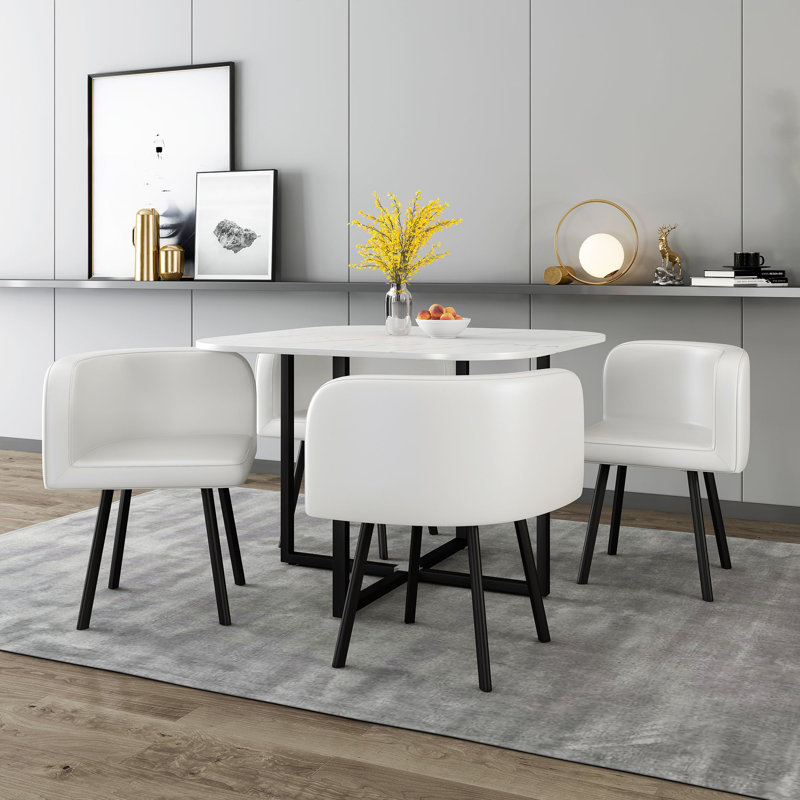 Table de salle à manger Burdell 801 avec 2 chaises, Noir, noir, noir, noir
