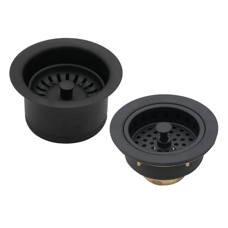 COMBO PACK 3-1/2" Post Style Kitchen Sink Basket Strainer and Extra-Deep Collar Disposal Trim