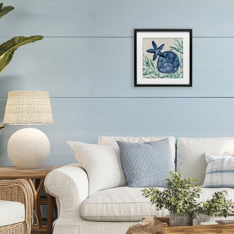 «Tampico Starfish & Sand Dollar», reproduction sous verre encadrée, design par Paul Brent, H 13 po x l 13 po