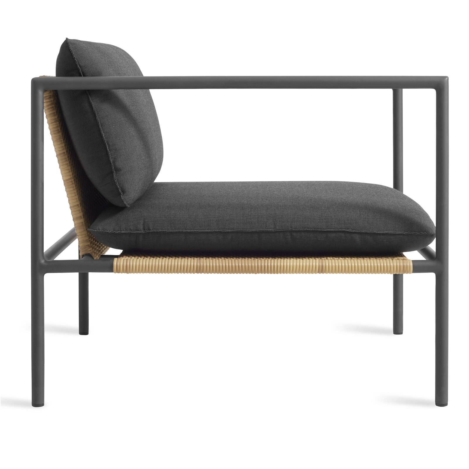 Dog Days Powder Coated Aluminum Outdoor Lounge Chair , Sunbrella® Cushions Included, Sunbrella Coal, Charcoal
