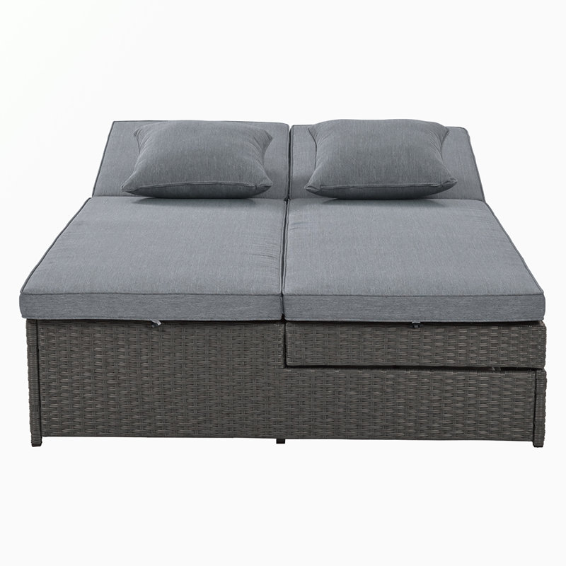 77.94'' Wide Patio Daybed with Cushions, Gray