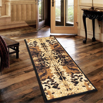 Tapis en cuir de vache, zones très passantes, teinture et animaux de compagnie, polypropylène, poils de 0,39 po, sous les meubles