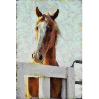 Cheval peint et clôture blanche