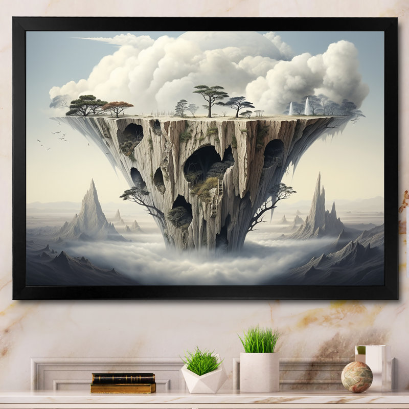 «Mind-Blowing», art mural surréalisme, H 30 po x l 40 po x P 1,5 po, Cadre d'angle fermé noir