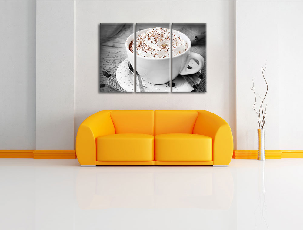 3-tlg. Leinwandbilder-Set „Kaffee mit Sahne und Schokostreuseln“, Fotodruck