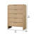 Rexa Tall Dresser Chest, 5 Drawer Finger Pulls, Natural Oak Brown