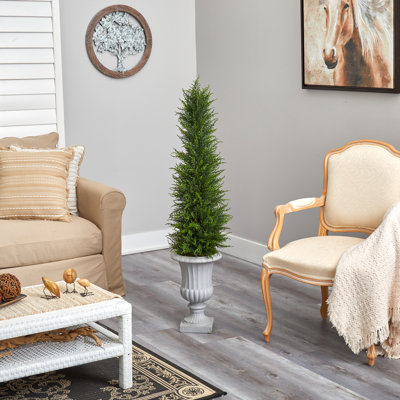 4.5ft. Cypress Artificial Tree in Decorative Urn UV Resistant (Indoor/Outdoor)
