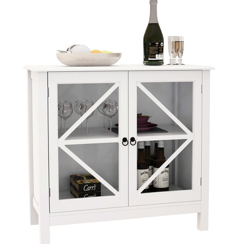 Rangement de cuisine à portes doubles en verre - Style rustique pour l'organisation. Fabrication, finition blanche. Buffet facile à installer avec armoire. Portes Shaker, nickel. , Blanc, rapide et assemblage. Vaste espace