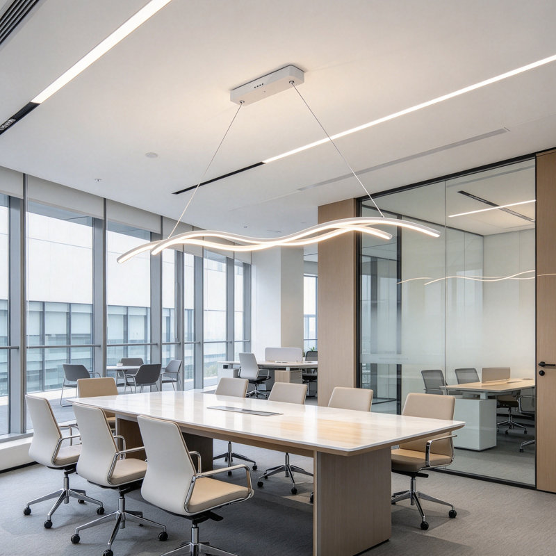 Luminaire suspendu moderne en fil d'aluminium ondulé pour table de salle à manger et comptoir de bar