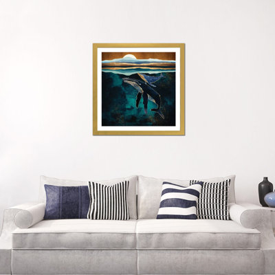 Moonlit Whales - impression d'art graphique
