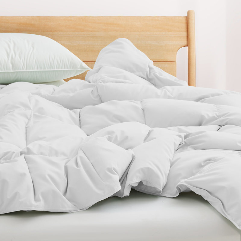Breathable Lightweight Down Feather Fibre Comforter Duvet Insert, Full/Queen Comforter, White