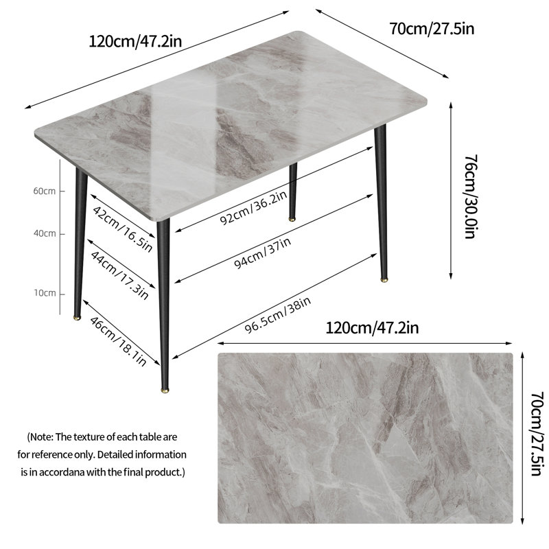 Funke Stone Top Metal Base Dining Table, Grey