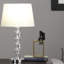 Lampe de table en métal « Adelaine », 20 pouces, composée de sphères cubiques empilées en cristal blanc